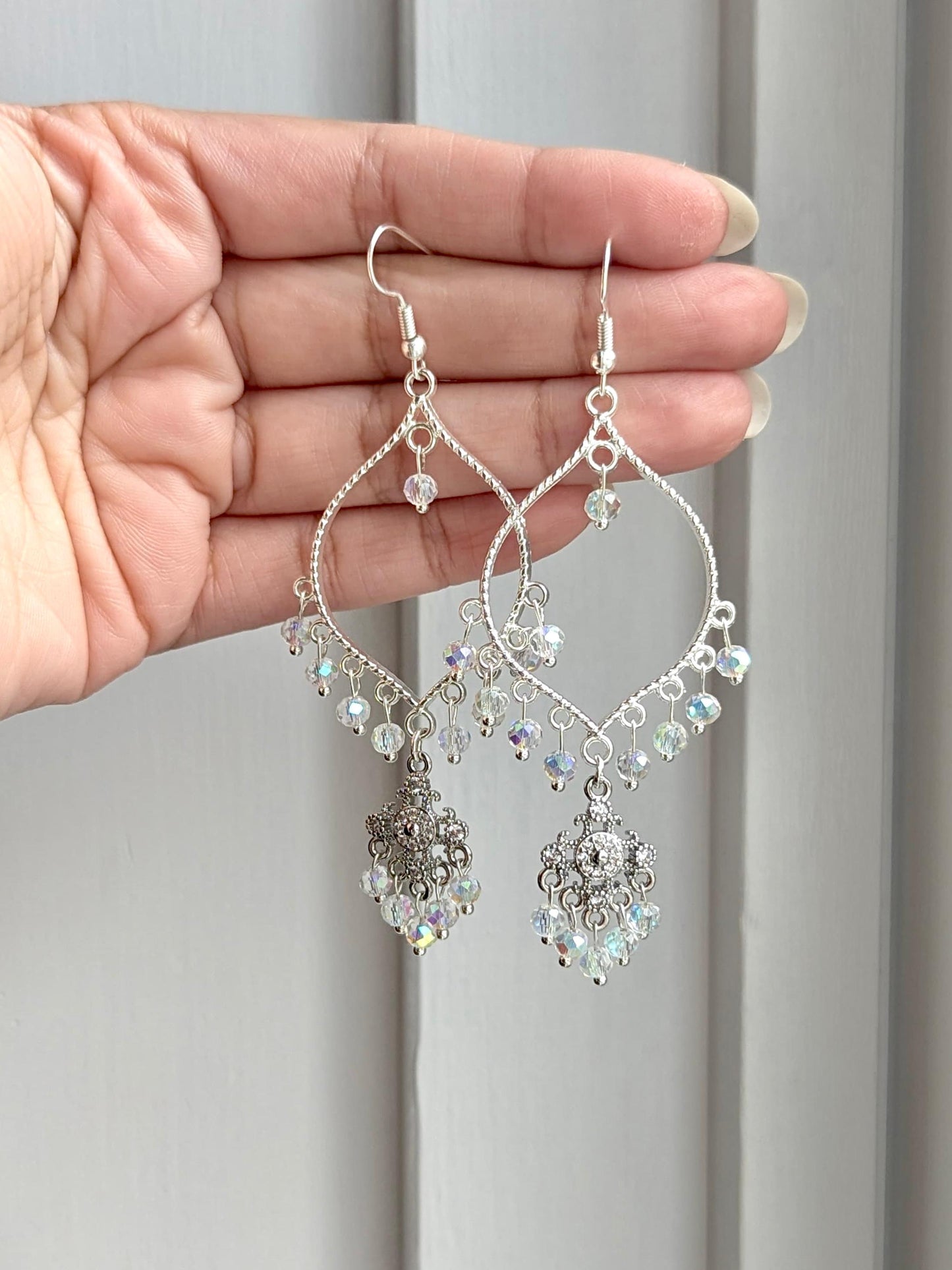 All Silver Dainty Drop Earrings