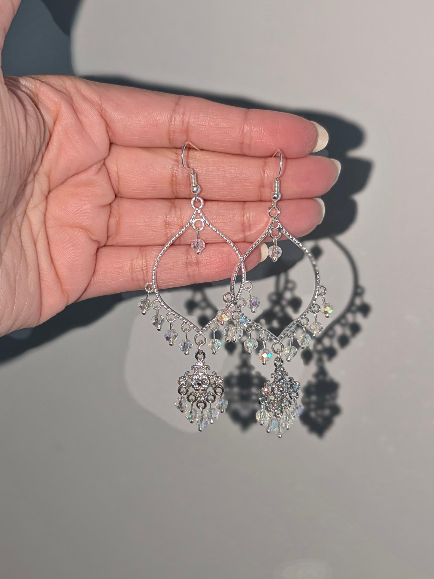 All Silver Dainty Drop Earrings