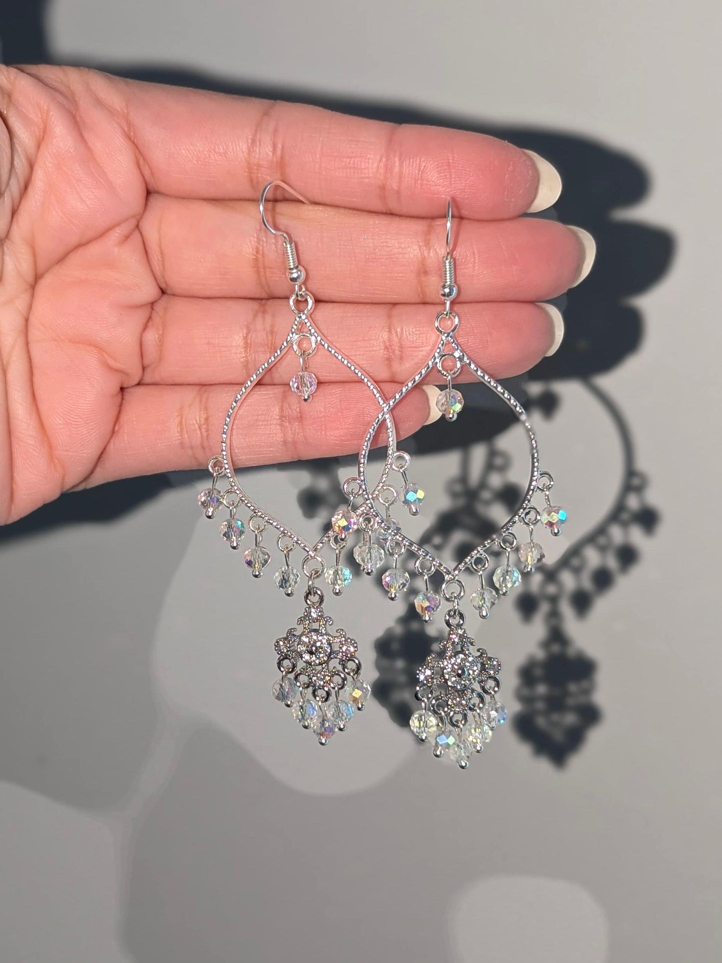 All Silver Dainty Drop Earrings