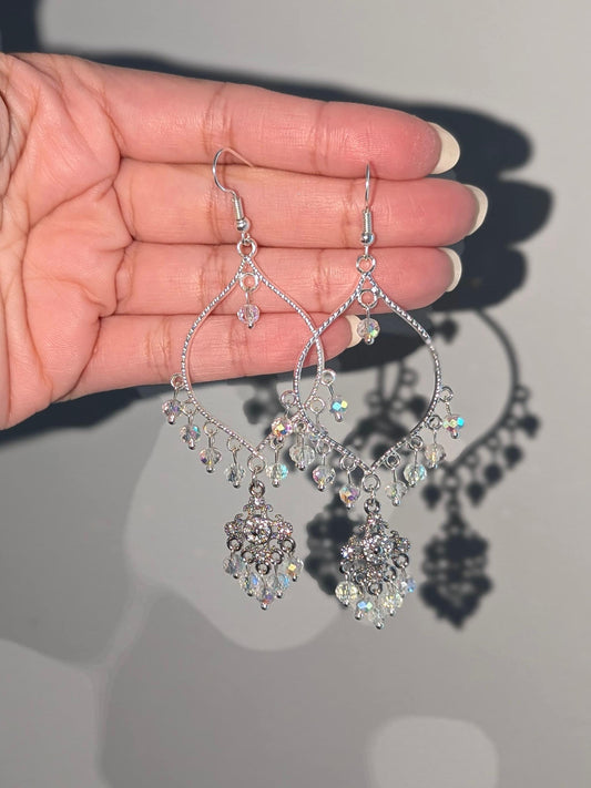 All Silver Dainty Drop Earrings