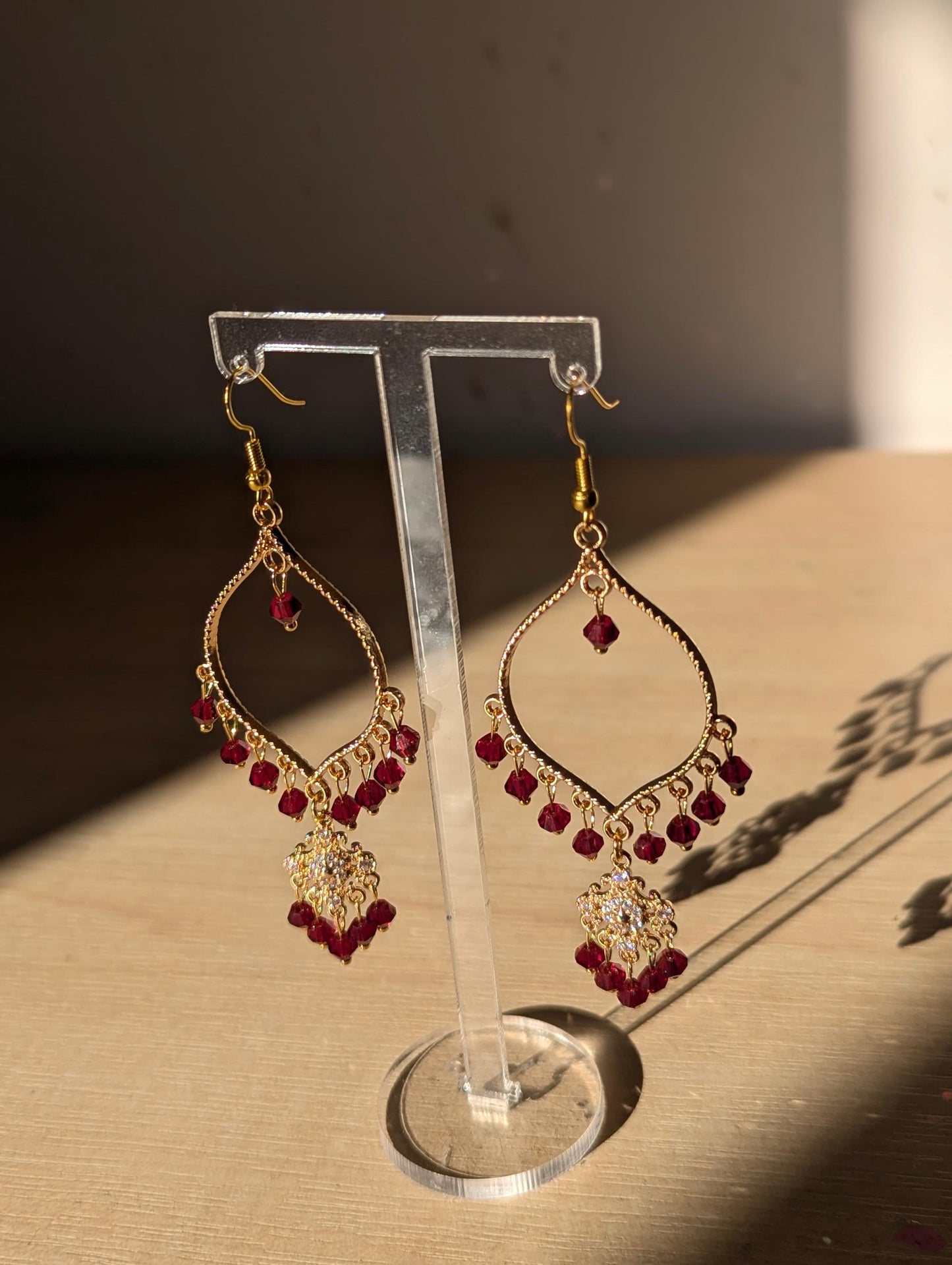 Maroon Dainty Drop Jhumka Earrings