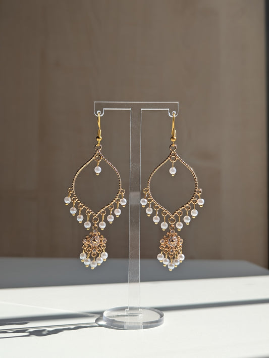 White Pearl Dainty Drop Earrings