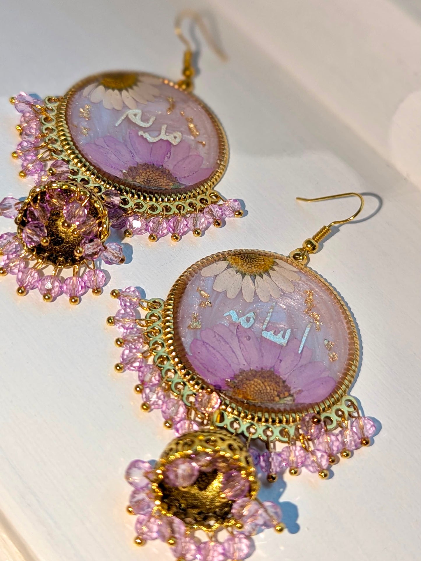 Him & Her Lilac Floral Name Jhumkas