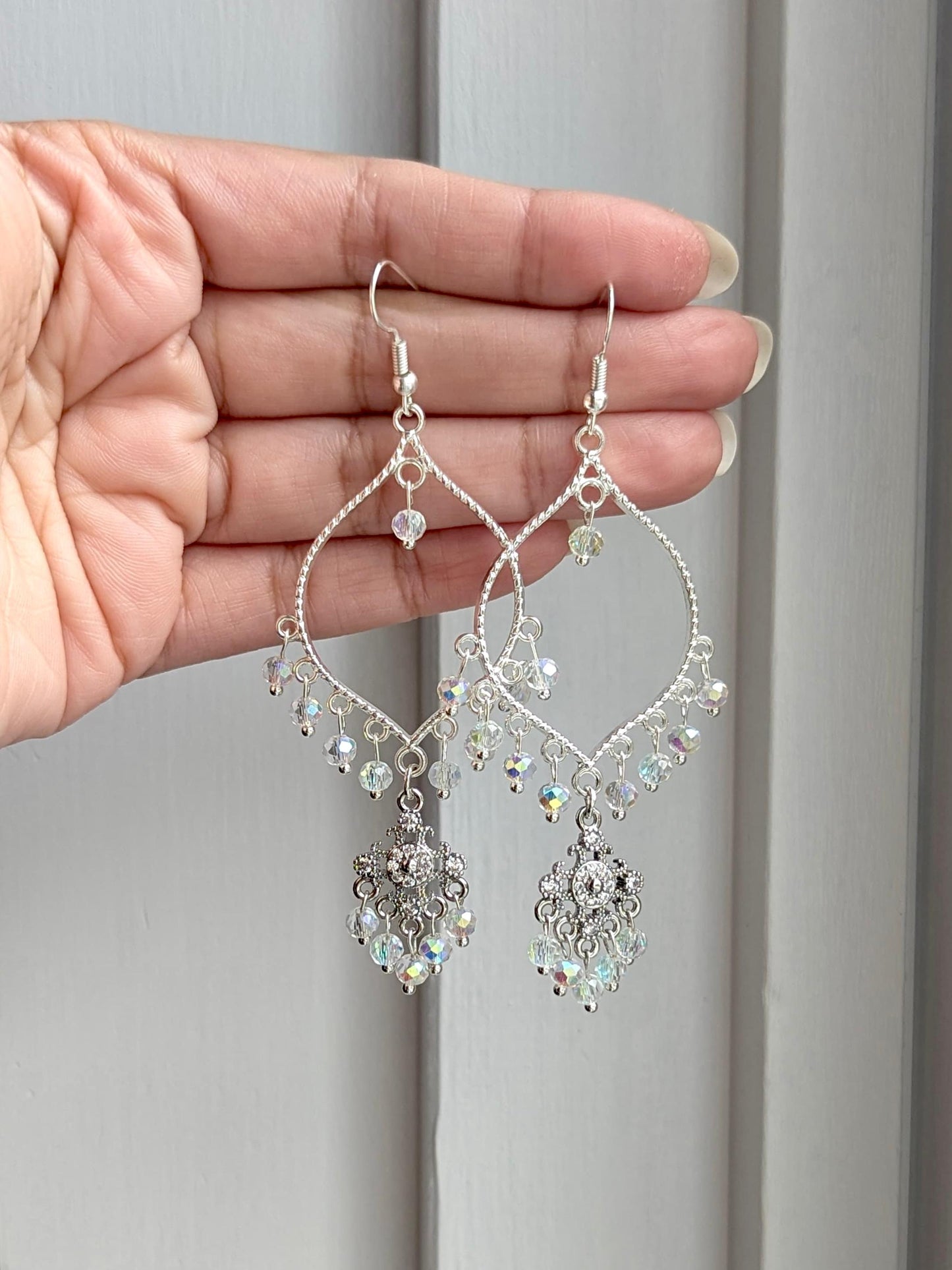 All Silver Dainty Drop Earrings