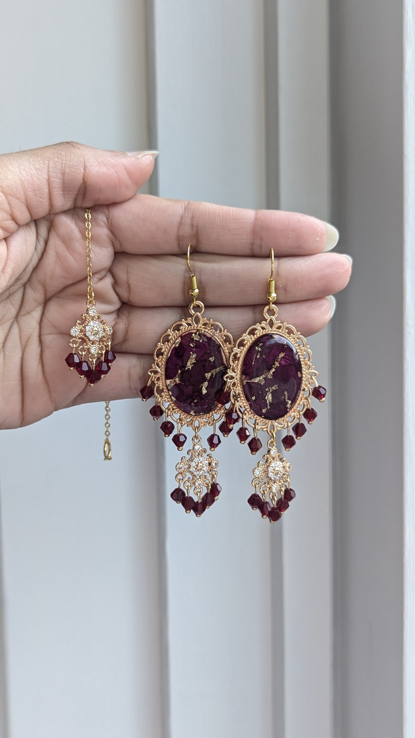 Custom Flower Dainty Earrings with Tikka