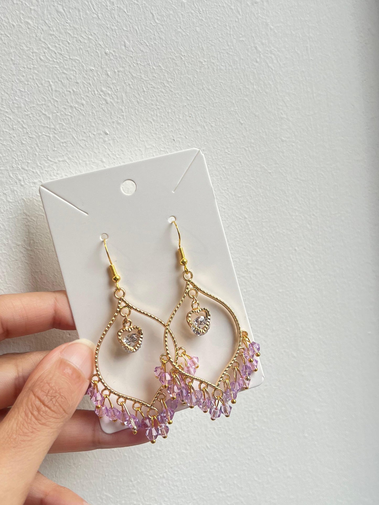 Purple Heart Earrings in Gold