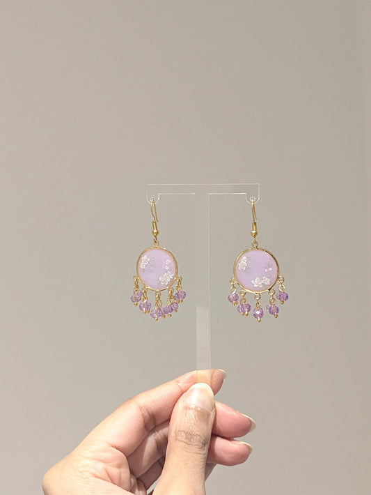 Purple Dainty Floral Earrings