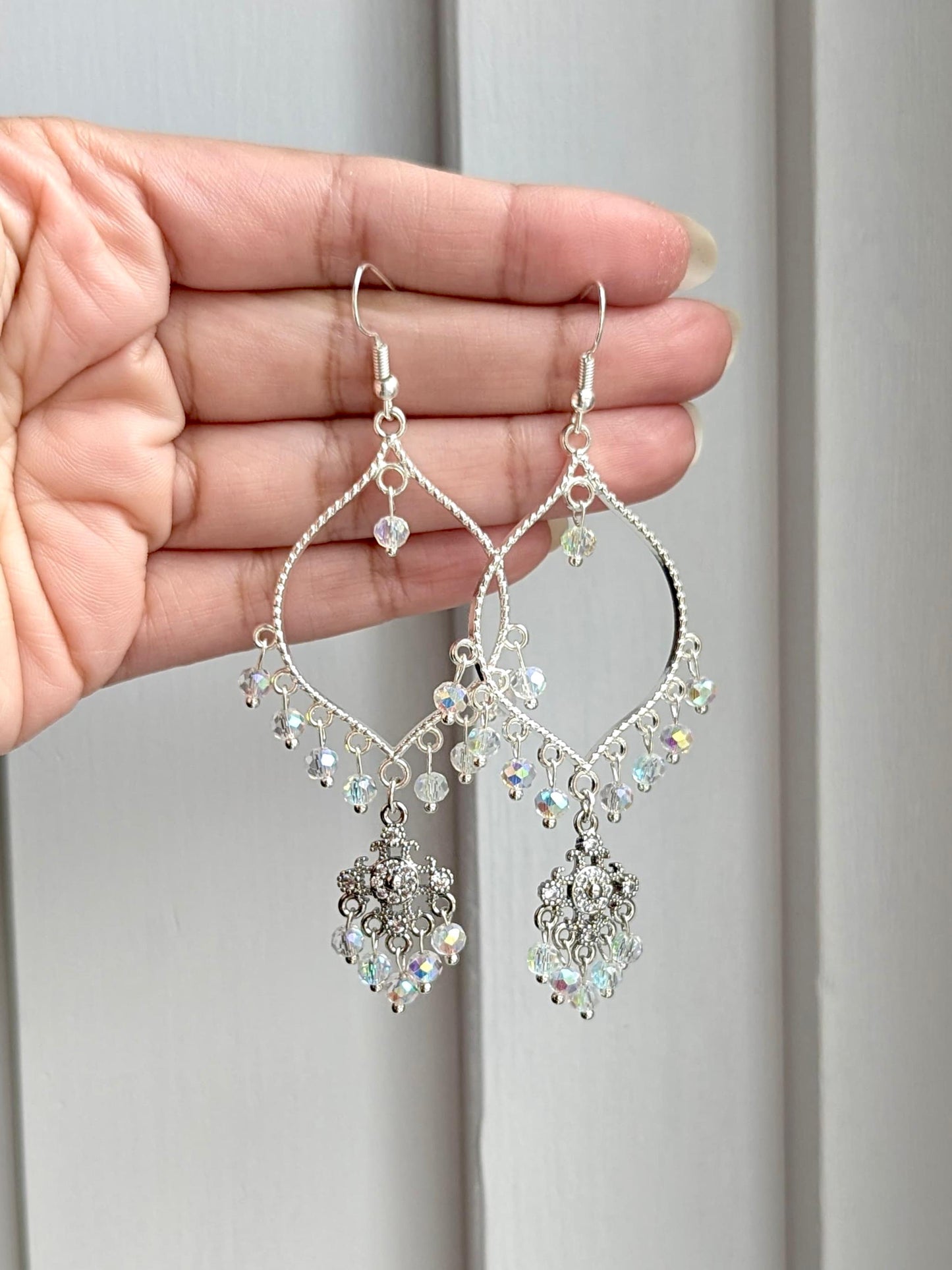 All Silver Dainty Drop Earrings