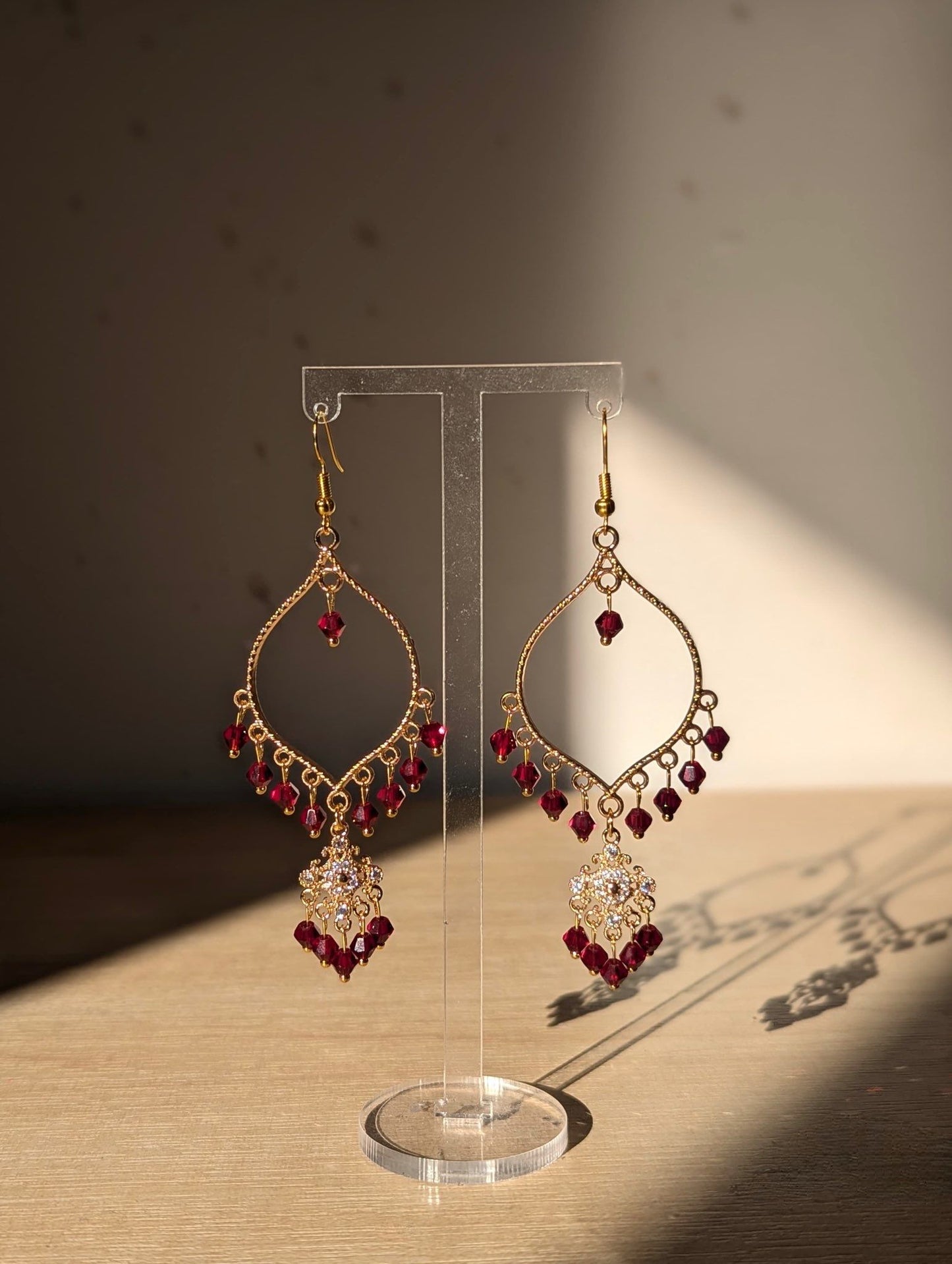 Maroon Dainty Drop Jhumka Earrings
