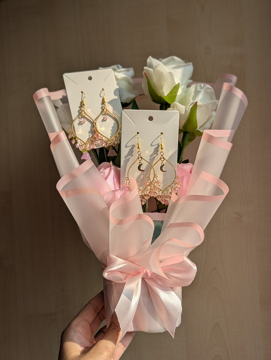 Pink and White Jhumka Bouquet