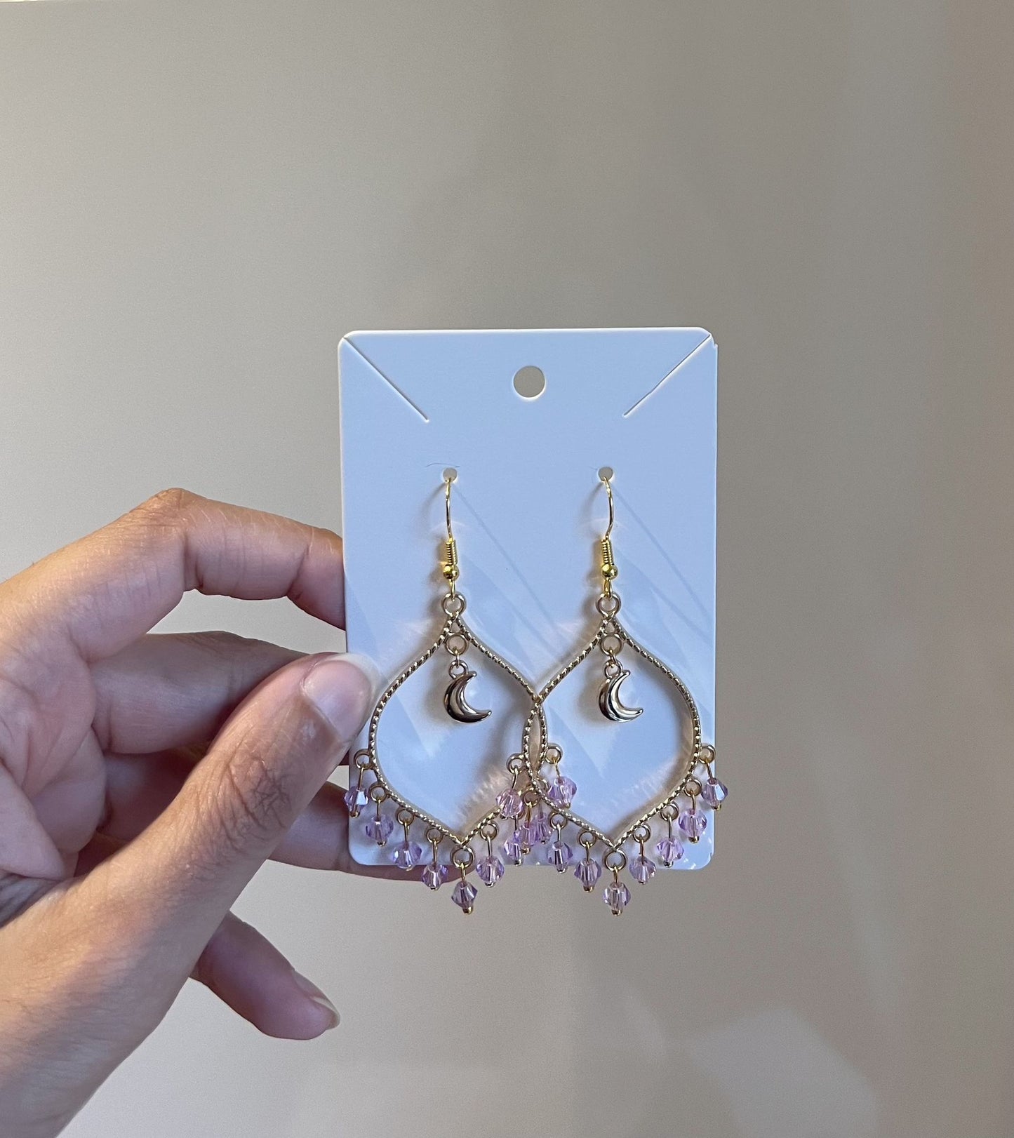 Purple Moonlight Earrings in Gold