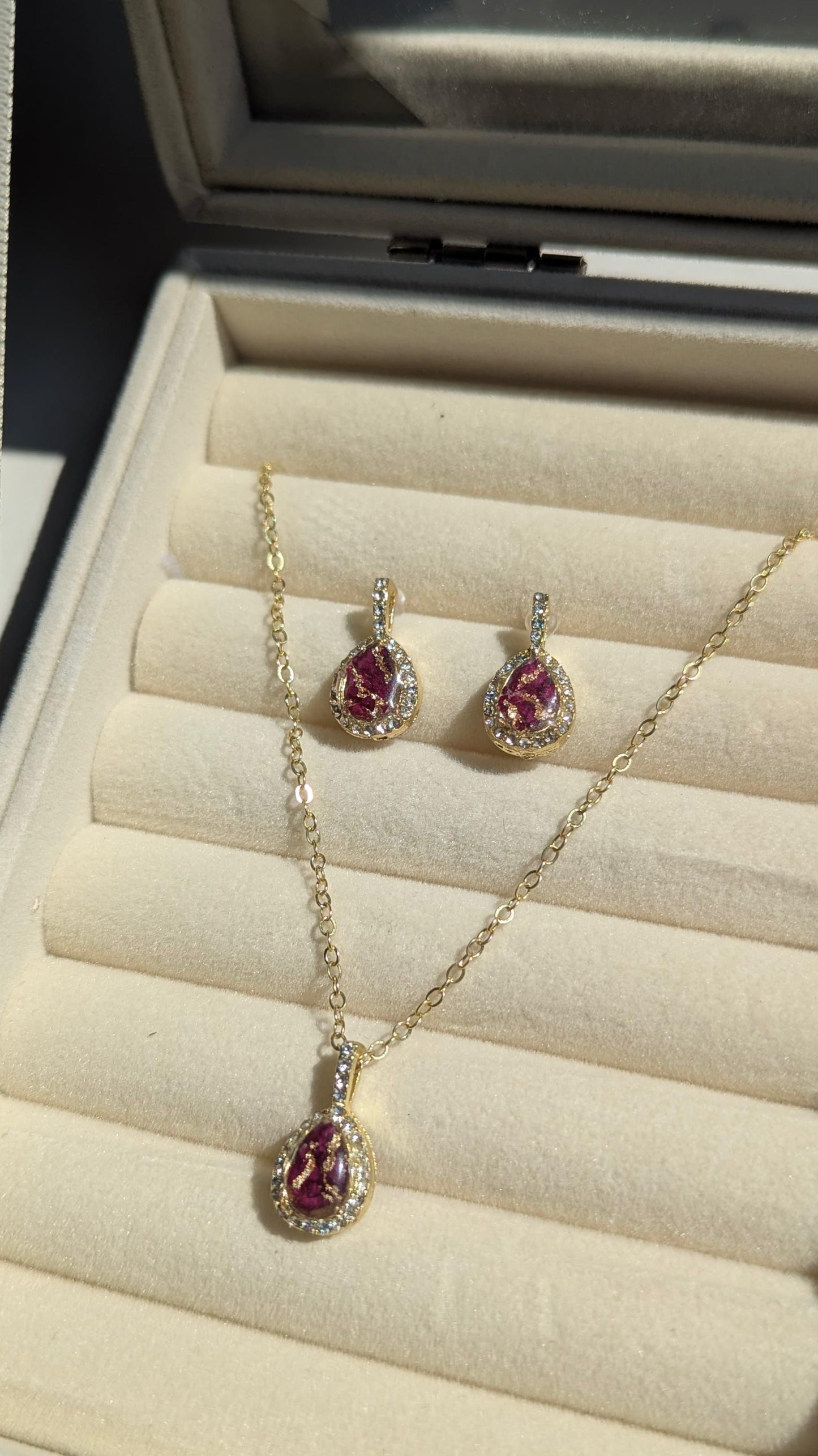 Custom Flower Earrings and Necklace set