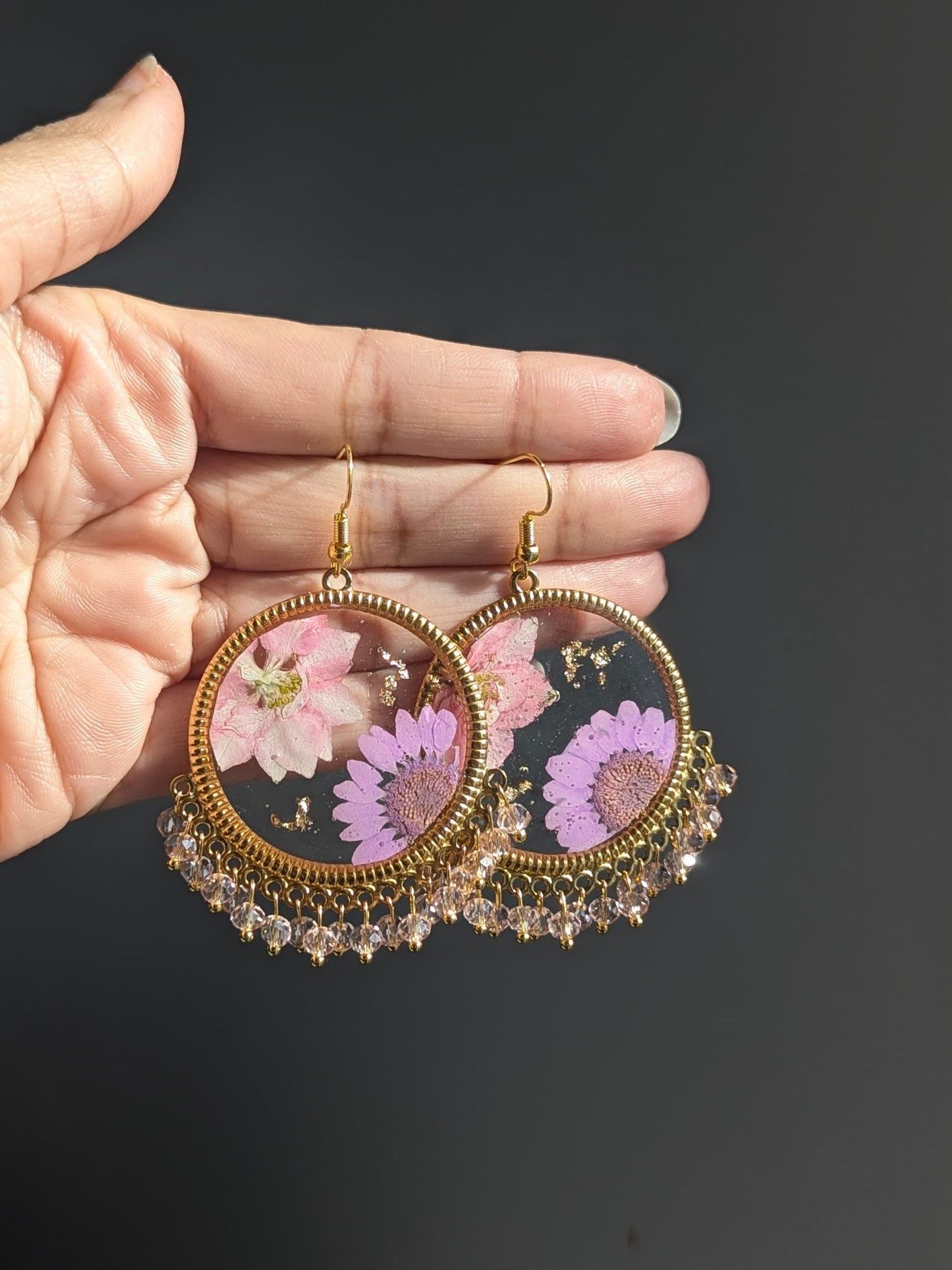 Pink and Lilac Floral Earrings