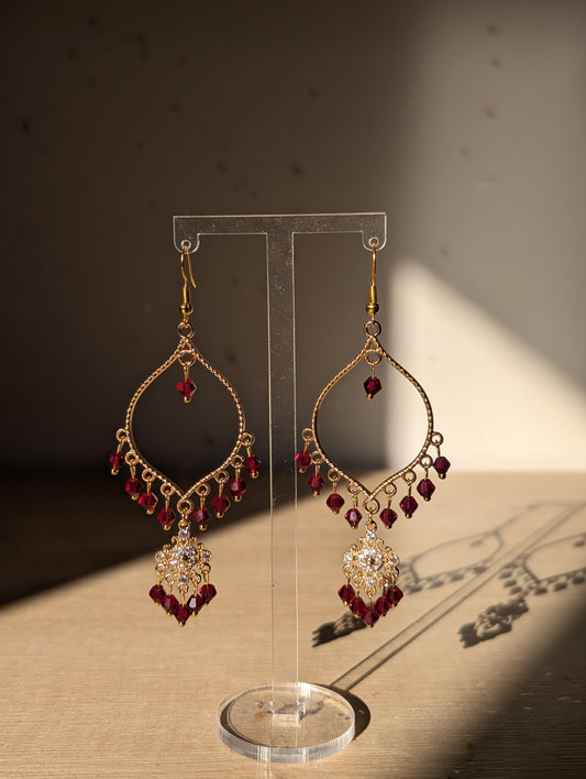 Maroon Dainty Drop Jhumka Earrings