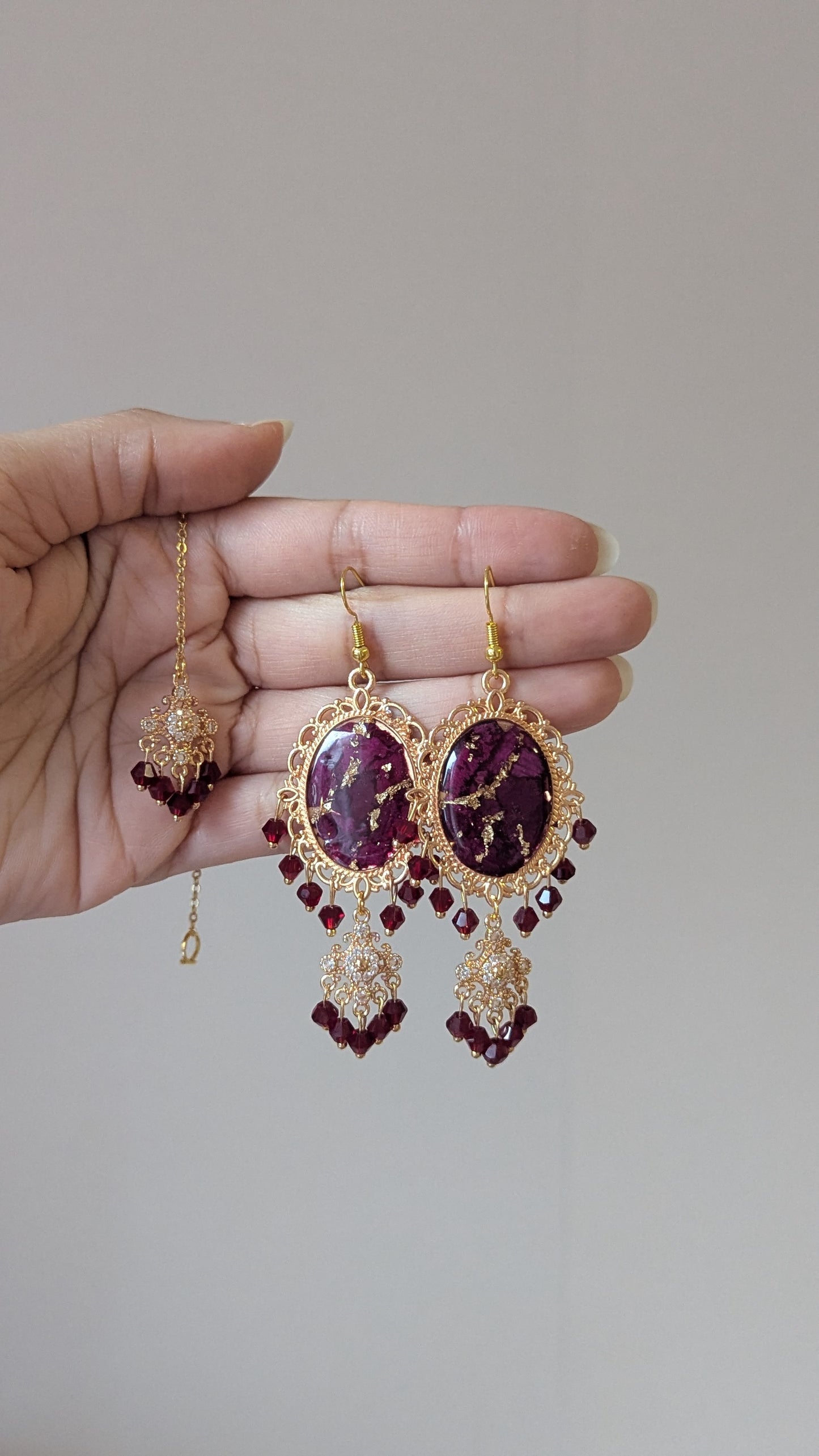 Custom Flower Dainty Earrings with Tikka