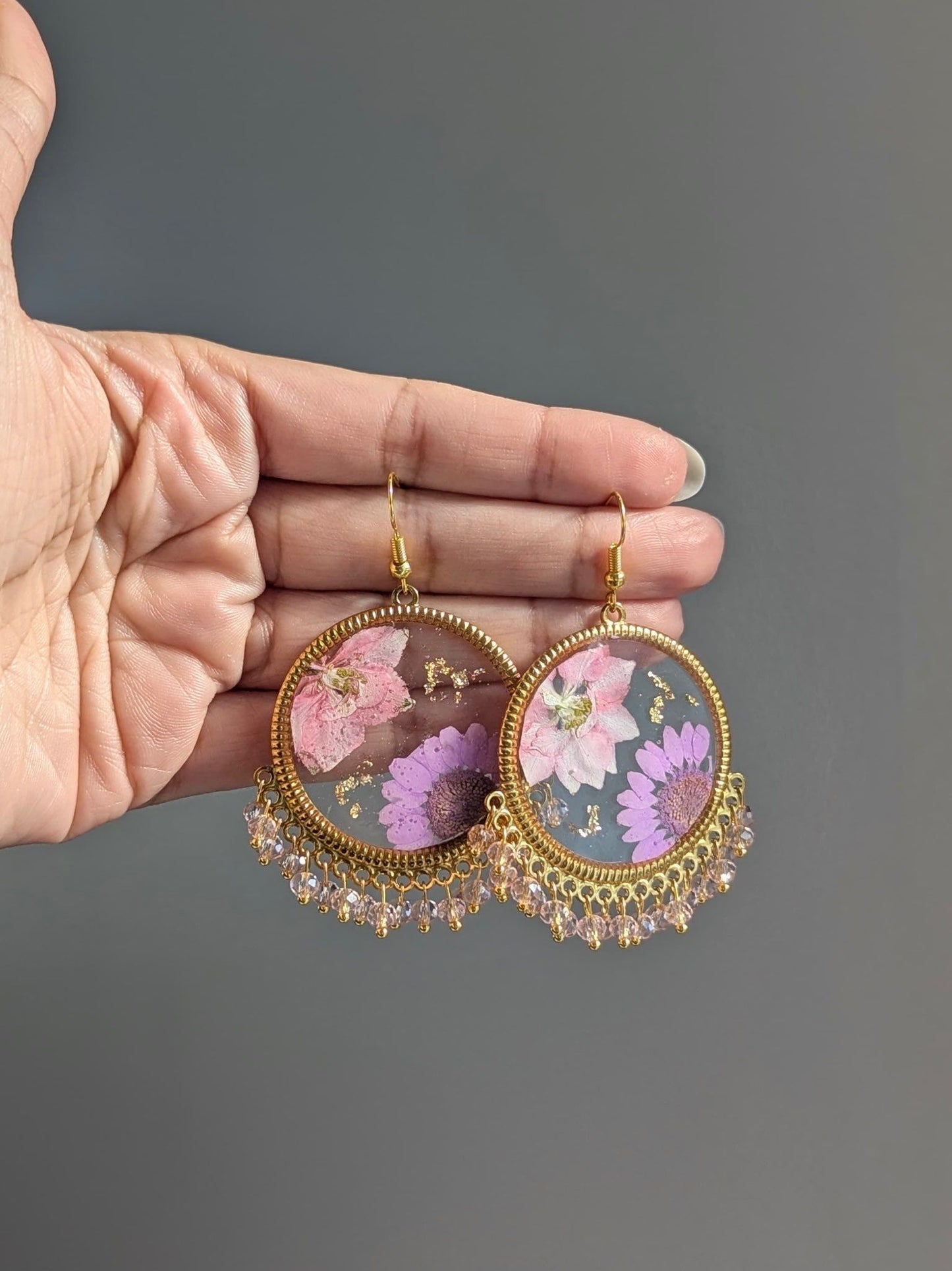 Pink and Lilac Floral Earrings