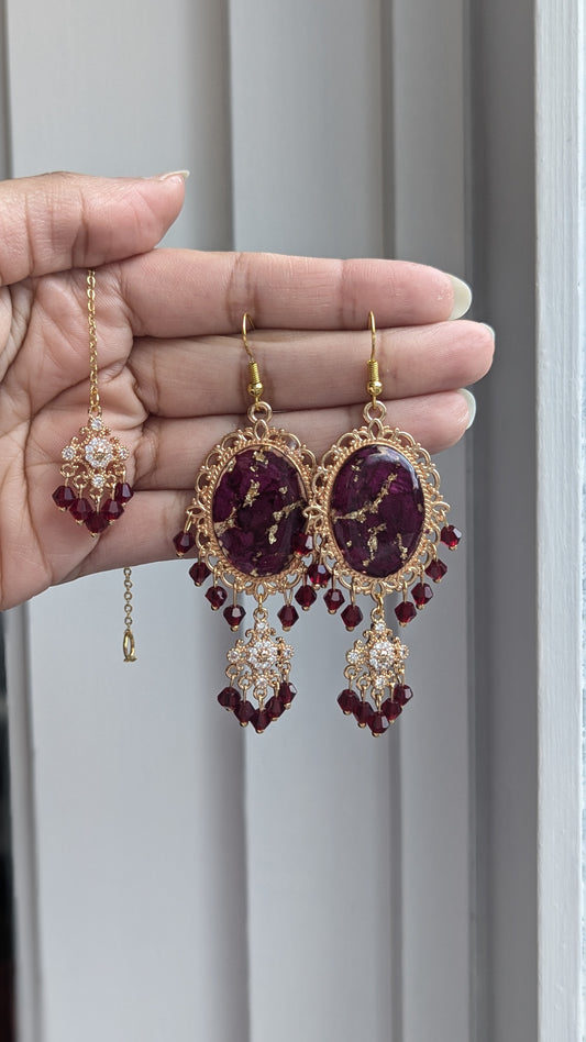 Custom Flower Dainty Earrings with Tikka