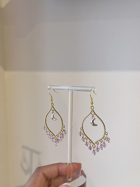 Purple Moonlight Earrings in Gold